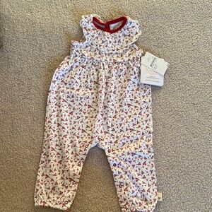 Burt's Bees Baby White and Red Jumpsuit